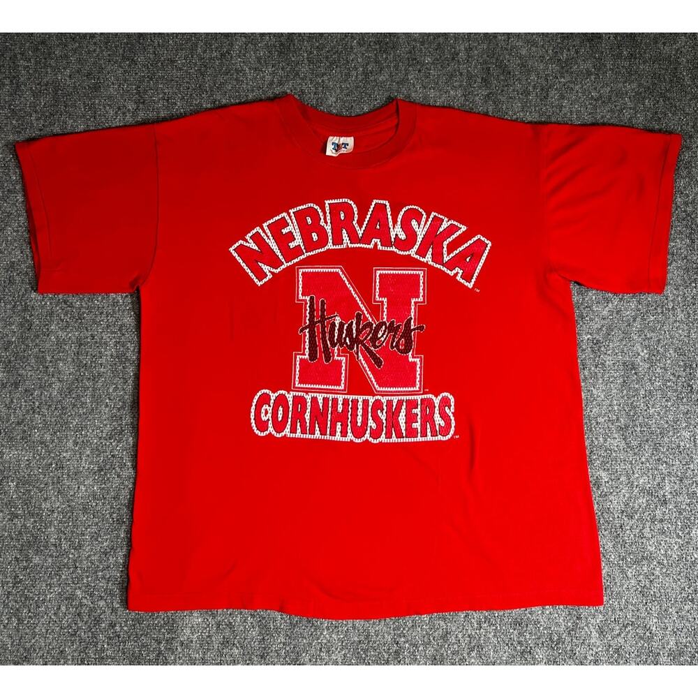Vintage 90s Nebraska Cornhuskers T-Shirt Red Large TNT